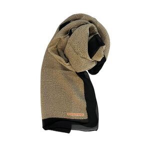 Borbonese Silk Scarf with Fringed Edges Women Black Scarves